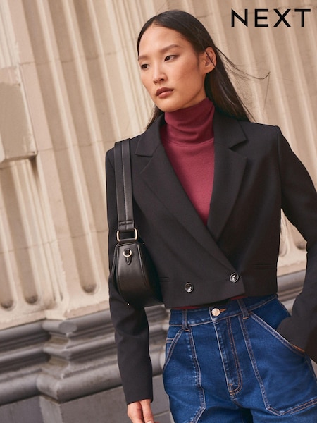 Black Cropped Tailored Jacket (C69890) | € 40
