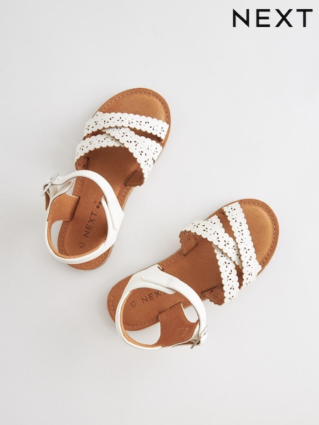 White Standard Fit (F) Scallop Detail Sandals (C70080) | €6 - €7.50