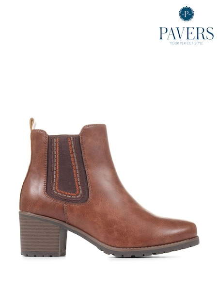 Relife by Pavers Natural Block Heeled Chelsea Boots (C70156) | €46