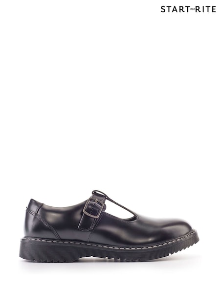 Start Rite Envisage Black Leather Chunky T Bar School Shoes (C70304) | €82