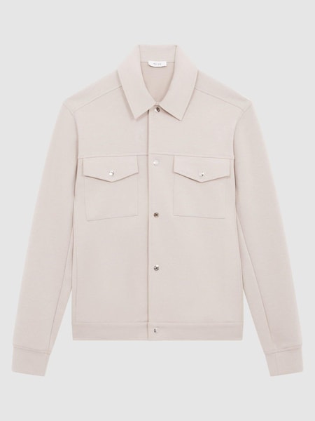 Reiss Oatmeal Jerry Jersey Interlock Overshirt (C70499) | €215