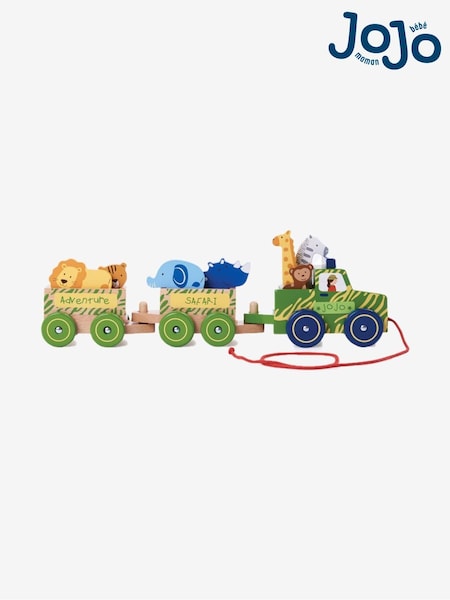 JoJo Maman Bébé Wooden Safari Pull-Along Truck with Animals (C70541) | €42