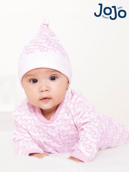 JoJo Maman Bébé Pink Little Elephant Cotton Baby Hat (C70561) | €8