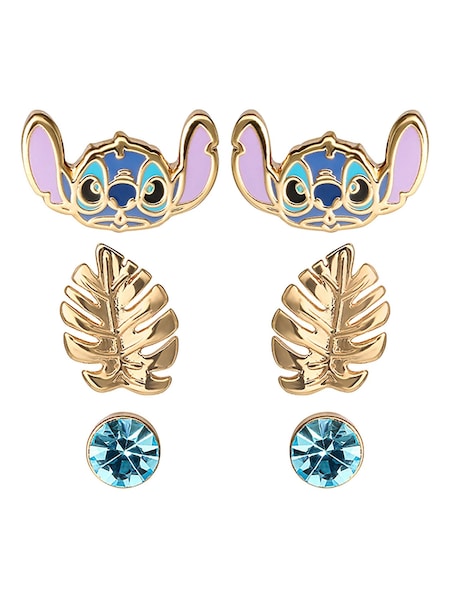 Peers Hardy Disney Lilo & Stitch Gold Tone Coloured 3 Piece Earring Set (C71386) | €25