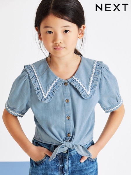 Moder denim - Puff Sleeve Tie Front Blouse (3-16yrs) (C71454) | € 9 - € 13