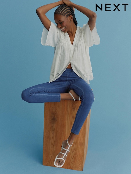 Dunkelblaue Waschung - Jersey Denim Leggings (C71707) | 9 €