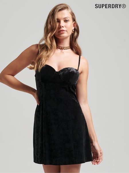 Superdry Black Velvet Cupped Mini Cami Dress (C71907) | €41.50