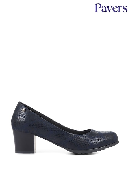 modra - Pavers Block Heeled Black Court Shoes (C72129) | € 43