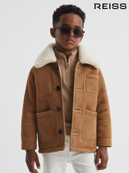 Reiss Camel Marton Junior Shearling Jacket (C72212) | AED2,578