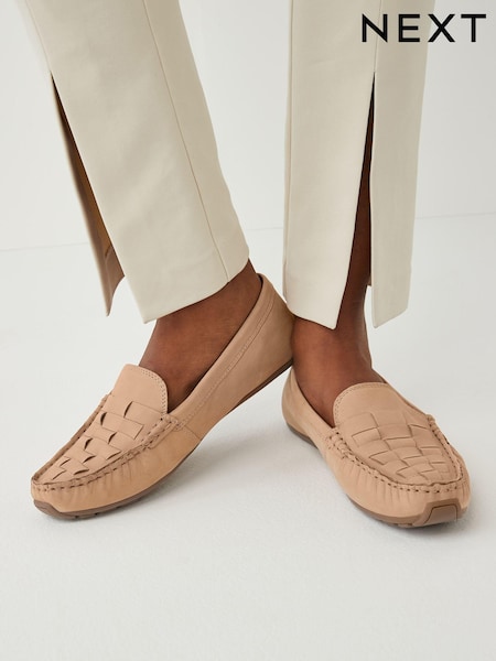 Camel Brown Regular/Wide Fit Forever Comfort® Leather Weave Driver Shoes (C72478) | €9