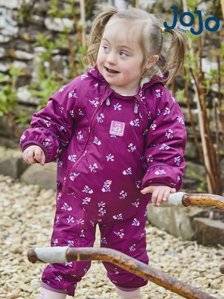 Morado con pájaro - Jojo Maman Bébé Waterproof Fleece Lined Puddlesuit (C72545) | 88 € - 92 €