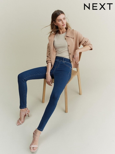 Dark Blue Super Stretch Soft Sculpt Pull-On Denim Leggings (C72694) | AED50