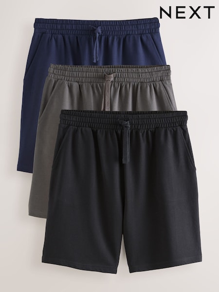 Navy Blue/Grey/Black Lightweight 100% Cotton Shorts 3 Pack (C73106) | $68