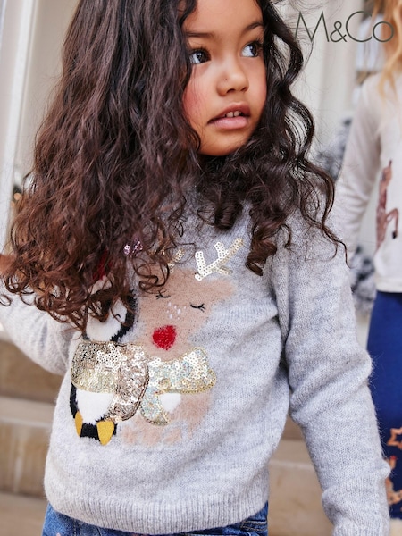 M&Co Grey Christmas Snuggle Jumper (C73274) | €4