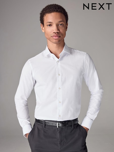 White Skinny Fit Easy Care Single Cuff Smart Shirt (C73786) | €29