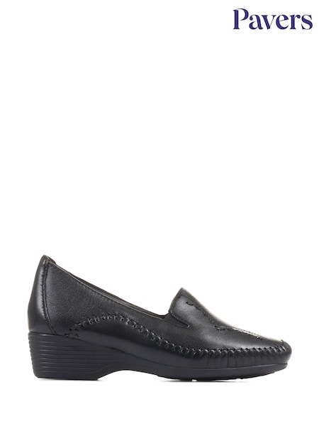 Pavers Black Leather Slip On Shoes (C73807) | €54