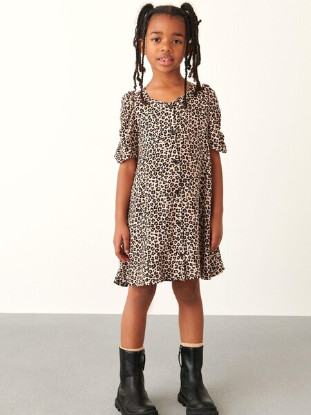 Animal Print Ruched Sleeve Tea Dress (3-16yrs) (C73813) | €14 - €20