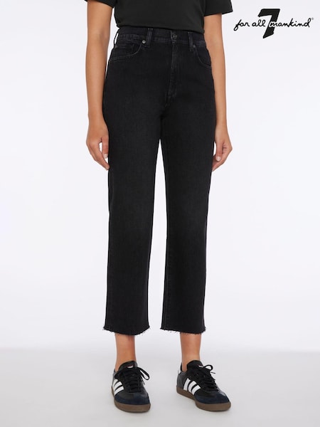 7 For All Mankind Logan Stovepipe Straight Crop High Rise Black Jeans (C74145) | €102
