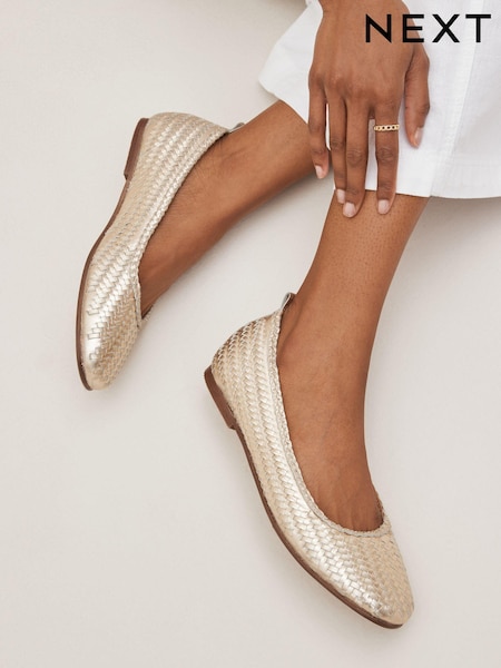 Or - Ballerine Chaussures tressé Forever Comfort en cuir (C74238) | € 3