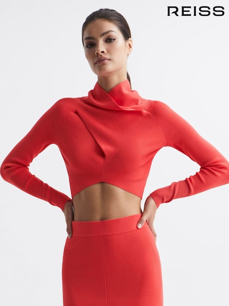 Reiss Coral Elsie High Neck Cropped Co Ord Top (C74256) | 941 QAR