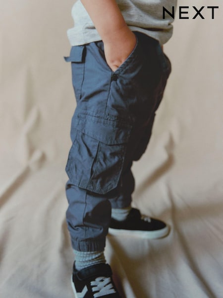 Blue Lined 100% Cotton Cargo Trousers (3mths-7yrs) (C74409) | €20 - €23