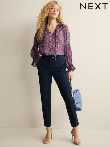 Bleu marine - Pantalons chino ultime riche en coton (C74421) | € 4