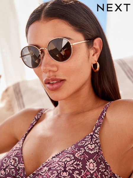 Silver/Black Polarized Round Sunglasses (C74854) | €10