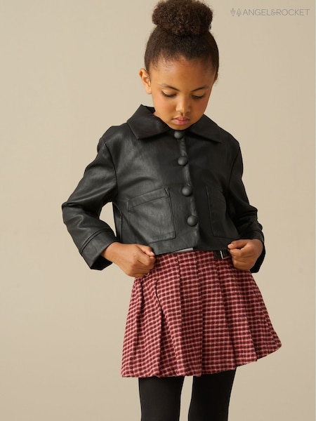 Negro - Chaqueta corta de piel sintética Angel & Rocket Tara