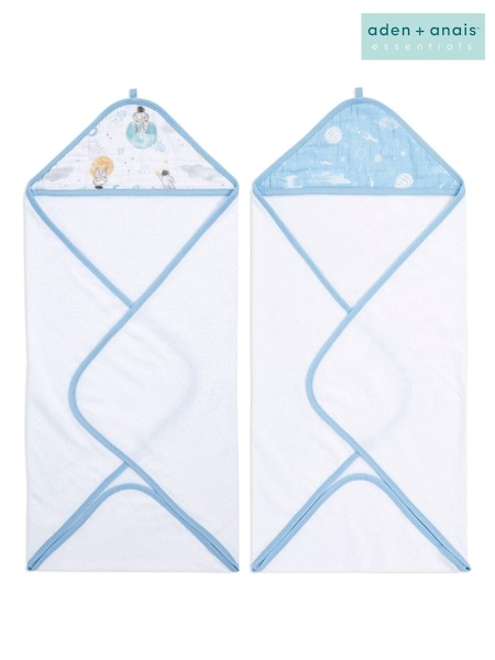 aden + anais White Essentials Hooded 100% Cotton Towels 2 Pack (C75345) | $51