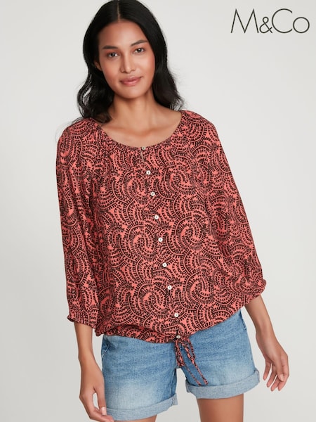 M&Co Red Swirl Design Gypsy Top (C75428) | €14.50