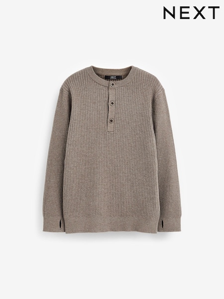 Taupe Brown Henley Crew Jumper (3-16yrs) (C75441) | €7.50 - €10.50