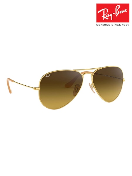 Ray-Ban Large Gold & Brown Gradient Lens Sunglasses (C75462) | € 256