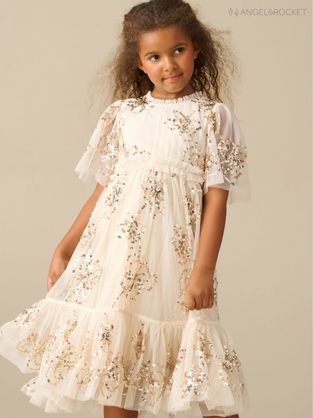كريم - Angel & Rocket Delta Sequin Flower Mesh Dress