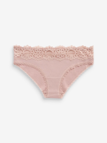 Blush Pink Brazilian Lace Top Rib Knickers (C75673) | €5.50