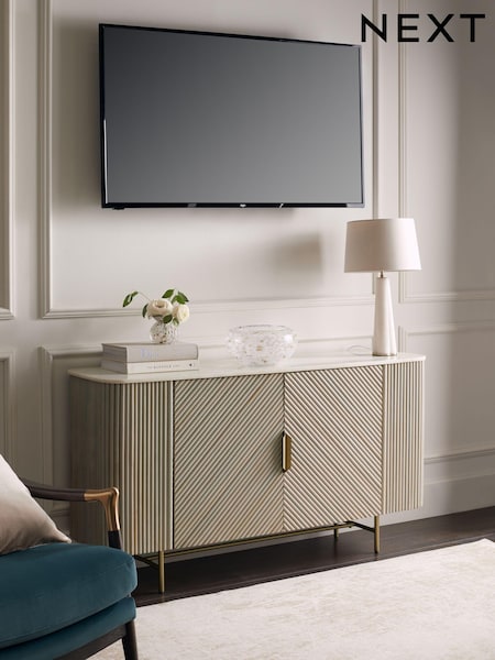 Light Grey Valencia Marble Mango Wood Large Sideboard (C75703) | €1,225