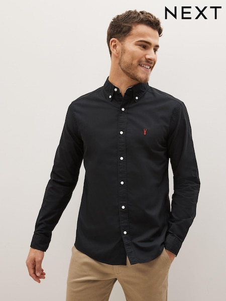 Black Regular Fit Long Sleeve Oxford Shirt (C75727) | 134 SAR
