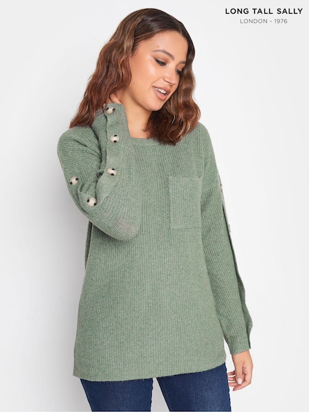 Verde - Pulover cu mâneci Long Tall Sally nasturi (C75747) | 253 LEI