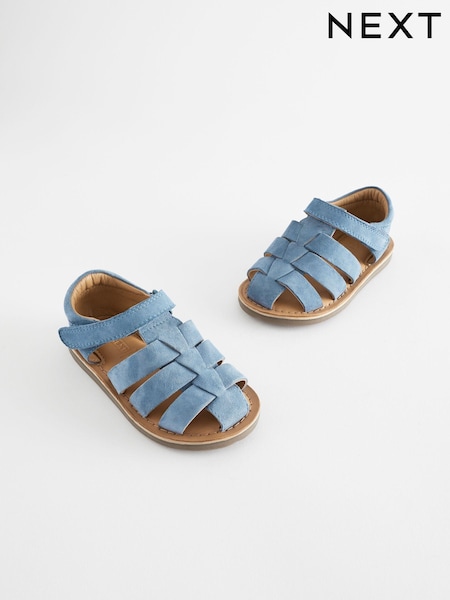 Blue Leather Closed Toe Touch Fastening Sandals (C75888) | AED51 - AED61