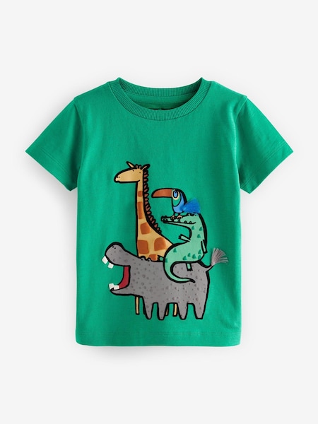 Green Safari Stack Short Sleeve Interactive T-Shirt (3mths-7yrs) (C76114) | €3.50 - €5
