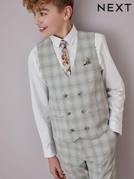 Grey Check Waistcoat Set With Shirt & Tie (12mths-16yrs) (C76174) | €8 - €11