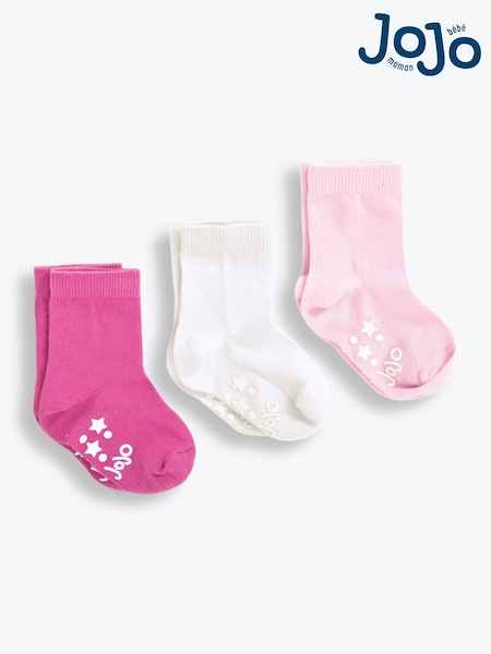 Pink - JoJo Maman Bébé 3-Pack Short Cotton Socks (C76179) | 15 €