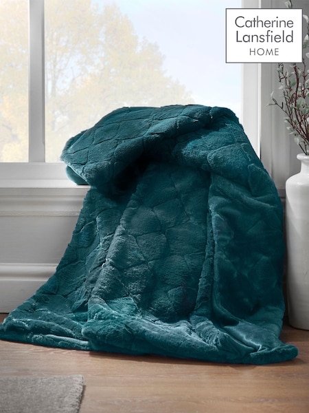 Catherine Lansfield Green Teddy Cosy and Soft Diamond Fleece Throw (C76226) | R$ 265