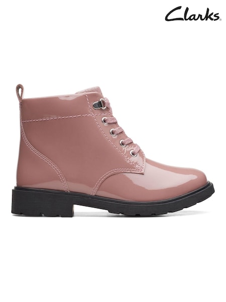Roz - Dantelă Ghete și cizme lăcesc cu calapod lat Clarks Astrol multicolor (C76398) | 193 LEI