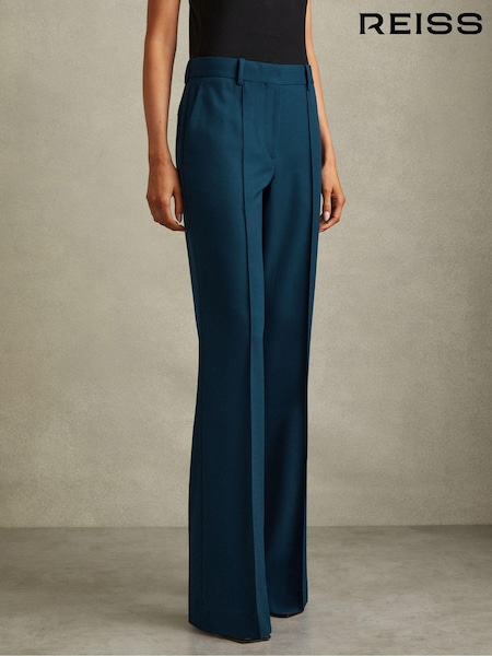 Reiss Teal Jade Wool Blend Wide Leg Suit Trousers (C76514) | €244