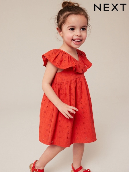 rdeča - Cotton Broderie Dress (3mths-8yrs) (C76521) | € 13 - € 18