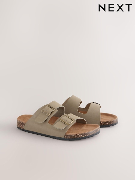 Taupe Leather Two Buckle Sandals (C76562) | €43