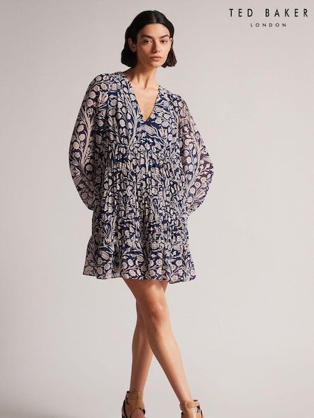 Ted Baker Trissa Blue Tiered Swing Mini Dress (C76745) | €75