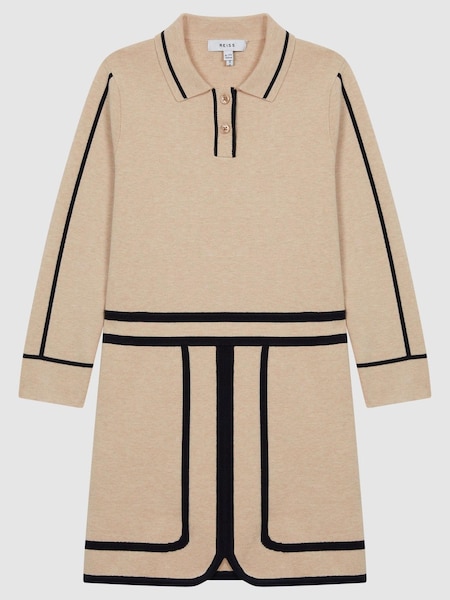 Reiss Camel Layla 9-12 yrs Knitted Mini Dress (C77603) | kr1 243