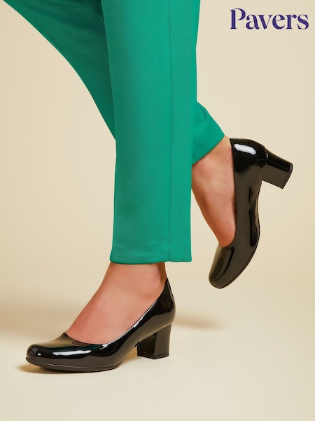 Pavers Black Patent Heeled Court Shoes (C77657) | €58