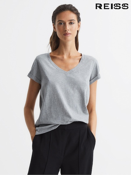 Reiss Luana Cotton Jersey V-Neck T-Shirt (C77840) | ‏252 د.إ.‏